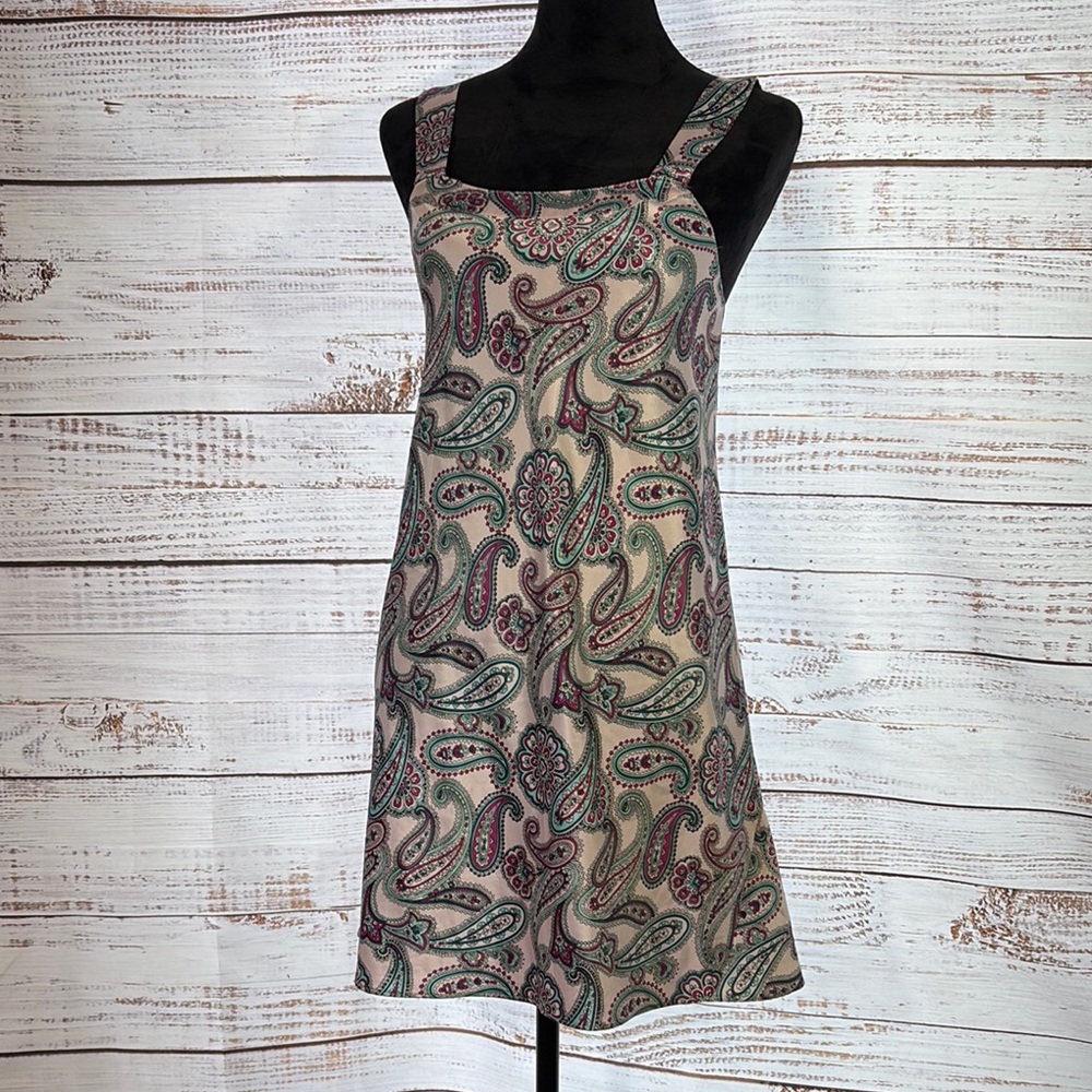 Silky Cabernet Paisley Print Mini Dress size XS